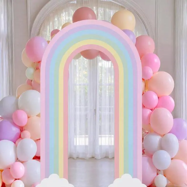 Alt view image 7 of 7 - Pastel 6ft Rainbow Arch Backdrop Stand Music Teacher Themed Party Decor Birthday Party Cutouts with Stakes Back to School Decorations for Prek Classroom Baby Shower Supplies