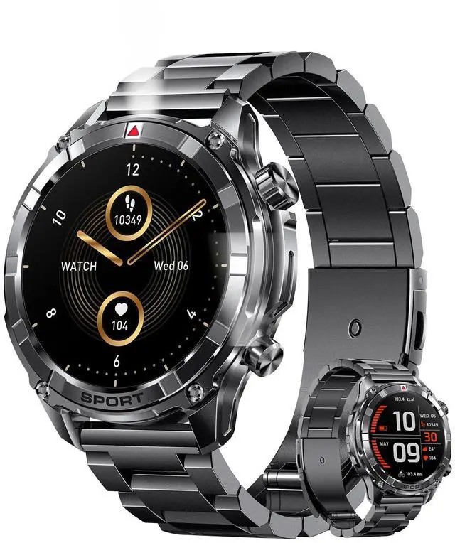 Main image of Mens Smart Watch with Bluetooth & Flashlight 7 Day Battery Life | 1.52" Smart Watch of Men - IP68 Waterproof Sport Watches with 100+ Sport Modes Sleep Monitor Compatible Android iOS(2 Straps)