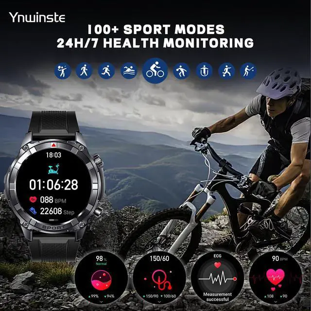 Alt view image 5 of 7 - Mens Smart Watch with Bluetooth & Flashlight 7 Day Battery Life | 1.52" Smart Watch of Men - IP68 Waterproof Sport Watches with 100+ Sport Modes Sleep Monitor Compatible Android iOS(2 Straps)