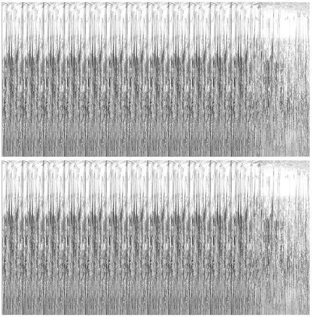 Main image of 25 Pack Silver Foil Curtain Backdrop, 3.3x8.2FT Tinsel Curtain, Fringe Curtains Party Decorations, Curtains Photo Backdrops Streamer Party Supplies for Birthday Christmas Party Decorations
