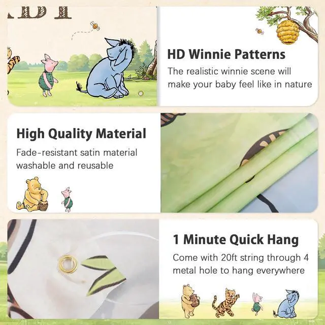 Alt view image 5 of 7 - Neutral Classic Winnie Bear Baby Shower Decorations Backdrop 5x3Ft | Vintage Pooh Bear Oh Baby Banner for Boys Girls Gender Reveal Photo Backdrop Winnie Nursey Wall Decor