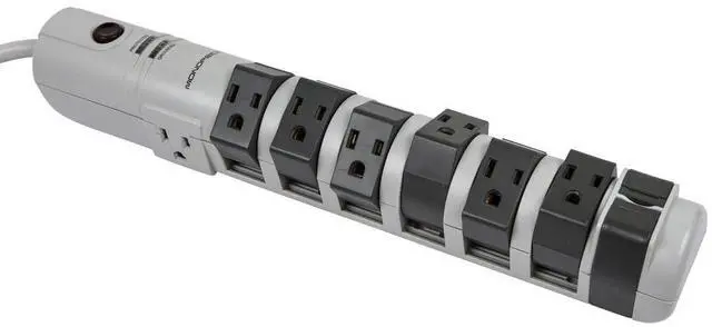 Main image of 8 Outlet Rotating Surge Strip - UL Rated 2,160 Joules with Grounded and Protected Light Indicator, Gray