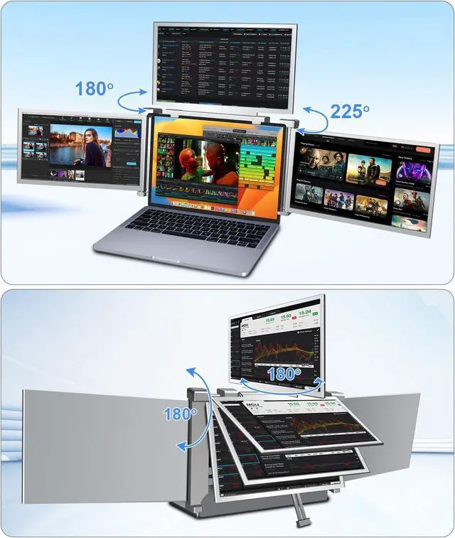 Alt view image 6 of 6 - YUTOO 4 Screen Laptop Monitor Extender | One USB-C Cable for M1 M2 M3 | 14" 1080P FHD IPS 4 Screen Monitor for Laptops 13.6~17.3 inch | Quad Screen Extender Display for MacBook/Windows/Switch/PS5