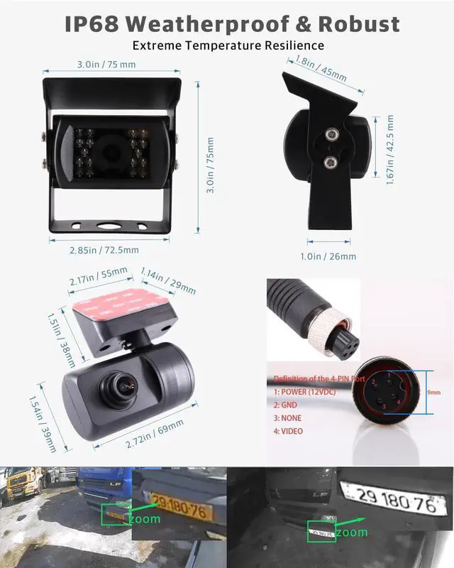 Alt view image 2 of 6 - 4 Channel 1080P AHD Mobile Vehicle Car DVR Black Box Video Recorder Kit with 4pcs Waterproof Side Rear View Backup Night Vision IR Car Camera 7" HD Car Monitor