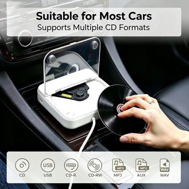 Alt view image 3 of 7 - CD Player for Car, External Portable Car CD Players with USB/AUX Port, Universal USB CD Player for Vehicle, Laptop, TV, Computer, for Android 4.4 and Above Navigation