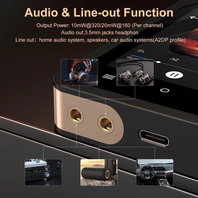Alt view image 2 of 7 - HiFi MP3 Player with Bluetooth 5.3, Lossless DSD High-Resolution Digital Audio Music Player, Portable DAC FLAC Audio Player, 192Khz/24bit, 2.8" Touchscreen & Leather Case