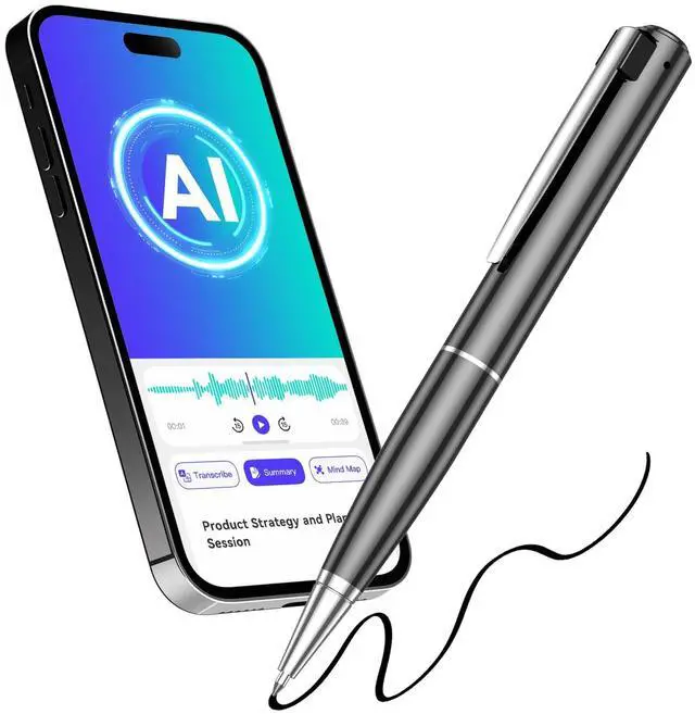 Main image of AI Voice Recorder, Note Ai Voice Recorder Transcription Summary & Mind Map, Ai Note Taking Device Supports 150 Languages, App Control, AI Recording Pen for Meetings, Lectures, Interviews, Calls