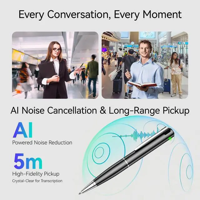 Alt view image 3 of 7 - AI Voice Recorder, Note Ai Voice Recorder Transcription Summary & Mind Map, Ai Note Taking Device Supports 150 Languages, App Control, AI Recording Pen for Meetings, Lectures, Interviews, Calls