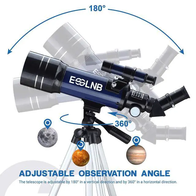 Alt view image 4 of 7 - Telescope for Adults, 70mm Aperture Refractor Telescopes (15X-180X) for Astronomy Beginners, Portable Travel Telescope with Phone Adapter & Adjustable Tripod
