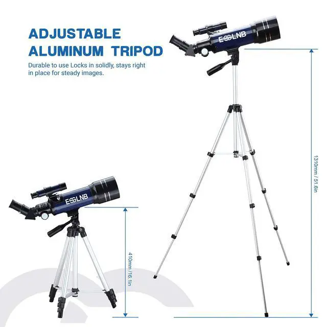 Alt view image 7 of 7 - Telescope for Adults, 70mm Aperture Refractor Telescopes (15X-180X) for Astronomy Beginners, Portable Travel Telescope with Phone Adapter & Adjustable Tripod