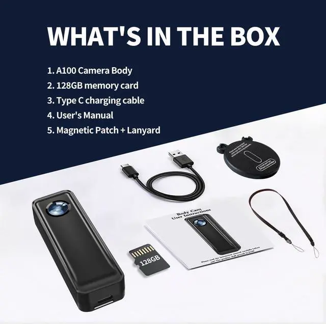 Alt view image 6 of 6 - Action Camera 128GB, 4K 30FPS Body Camera, Hands Free Sports Camera with Magnetic Back Clip, Action Camcorder with Audio and Video Recording for Traveling Cycling Vlogging