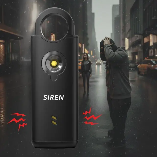 Alt view image 6 of 7 - Personal Safety Alarm by 135dB Siren, Flashing Light, Pull & Vibration Activation, USB-C Rechargeable Keychain (Black)