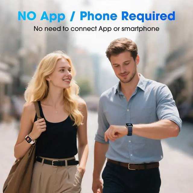 Alt view image 2 of 6 - Senior-Friendly Pedometer Watch, No App or Phone Required, Step Counter | 1.85" Display, IP68 Water Resistance, Alarm, Heart Rate, SpO2 & Sleep Tracking