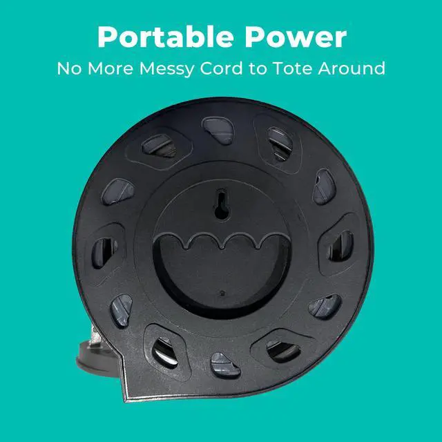 Alt view image 6 of 7 - 6-Outlet Surge Twist Cord Reel Retractable Power Strip Surge Protector, 1085J Surge Protection, 8ft 14/3 Retractable Extension Cord, 3-Prong Low-Profile Flat Plug, UL/ETL Certified, Gray