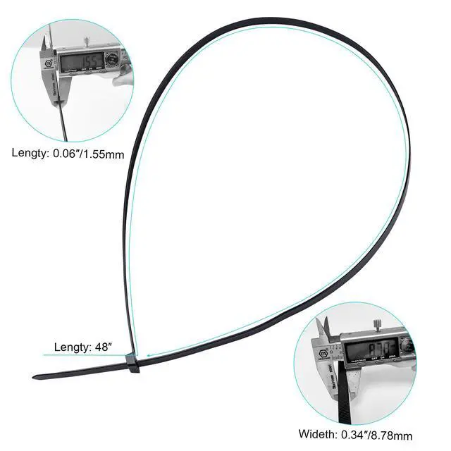 Alt view image 3 of 6 - 50 Pack 48 Inch Large Zip Ties Heavy Duty 200 lbs Tensile Strength Extra Long Cable Ties UV Resistant Outdoor Nylon Ties for Large Bundles
