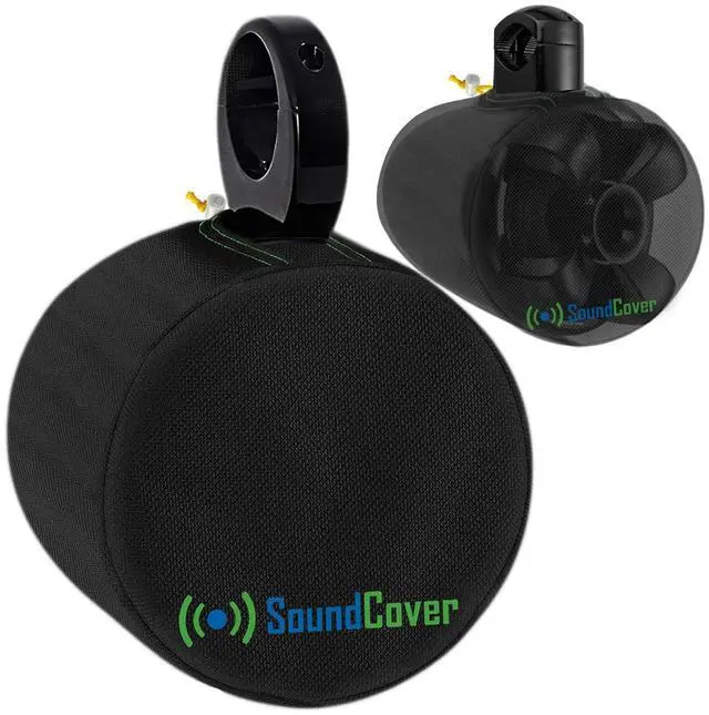 Main image of Black 600D Marine Wake Tower Speaker Covers Large (H 14" × W 14" × D 12.8") Weather-Resistant Covers for Marine & ATV Speakers