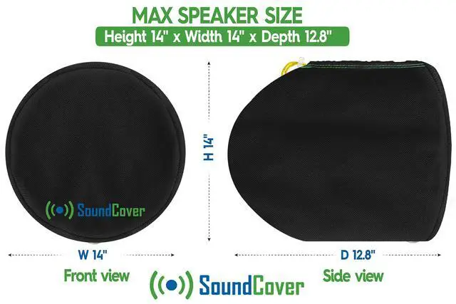 Alt view image 2 of 7 - Black 600D Marine Wake Tower Speaker Covers Large (H 14" × W 14" × D 12.8") Weather-Resistant Covers for Marine & ATV Speakers