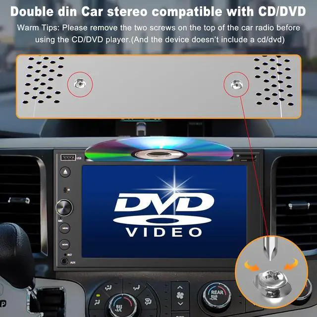 Alt view image 2 of 7 - Double Din Car Stereo with Carplay & Android Auto, 7 Inch Car Radio with CD/DVD Player Support Back up Camera, Bluetooth & Voice Control, Mirror Link, Subwoofer, SWC, Subwoofer, AM/FM