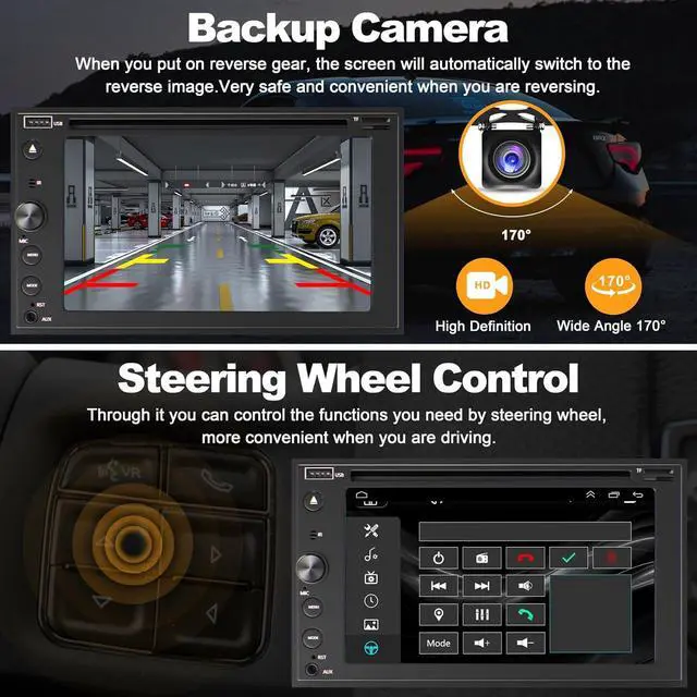 Alt view image 4 of 7 - Double Din Car Stereo with Carplay & Android Auto, 7 Inch Car Radio with CD/DVD Player Support Back up Camera, Bluetooth & Voice Control, Mirror Link, Subwoofer, SWC, Subwoofer, AM/FM