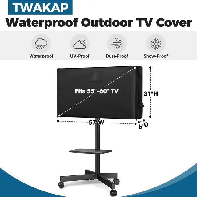 Alt view image 2 of 7 - Waterproof Outdoor TV Cover 55-60" ForMobile TV Stand,Heavy 600D | UPF50+ Outdoor tv stand covers for rolling tv stands,heavy rain-proof 600D cover for outside stainproof.only cover,no stand