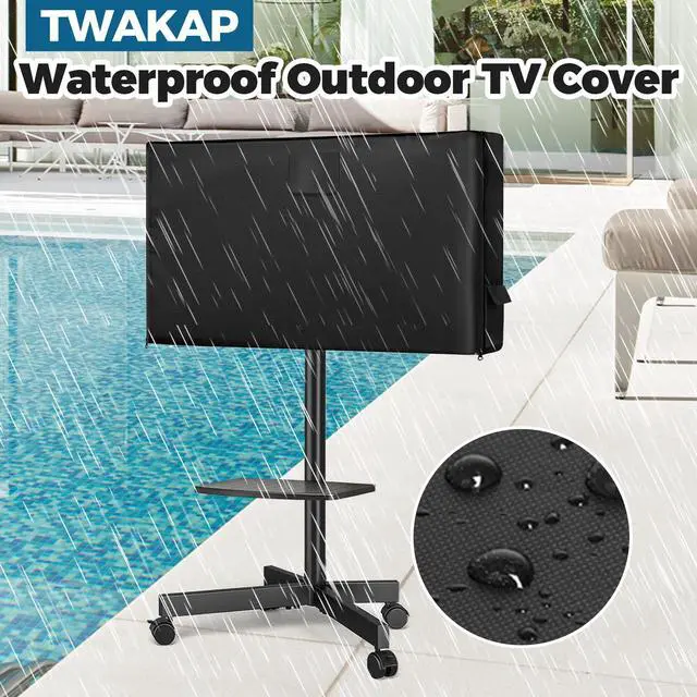 Alt view image 3 of 7 - Waterproof Outdoor TV Cover 55-60" ForMobile TV Stand,Heavy 600D | UPF50+ Outdoor tv stand covers for rolling tv stands,heavy rain-proof 600D cover for outside stainproof.only cover,no stand