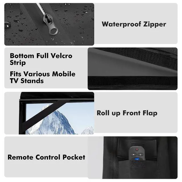 Alt view image 6 of 7 - Waterproof Outdoor TV Cover 55-60" ForMobile TV Stand,Heavy 600D | UPF50+ Outdoor tv stand covers for rolling tv stands,heavy rain-proof 600D cover for outside stainproof.only cover,no stand