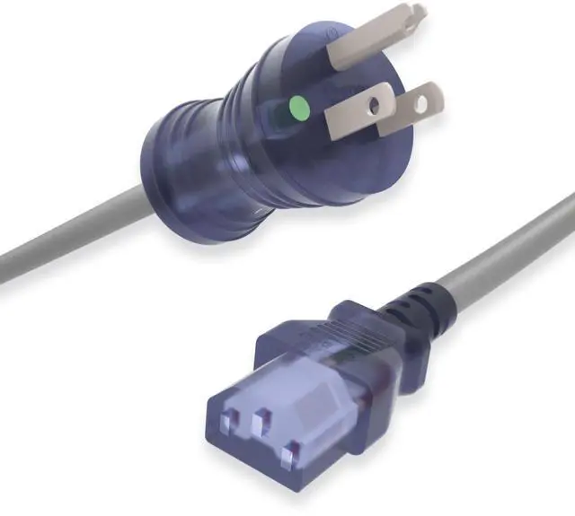 Main image of North American Hospital Grade Power Cord, Indoor Extension Cord, HG NEMA 5-15P to IEC-60320 C13, Heavy Duty 14AWG, 125V, SJT, Fully Molded, 10ft