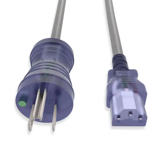 Alt view image 2 of 6 - North American Hospital Grade Power Cord, Indoor Extension Cord, HG NEMA 5-15P to IEC-60320 C13, Heavy Duty 14AWG, 125V, SJT, Fully Molded, 10ft