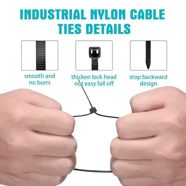 Alt view image 3 of 4 - 8 Inch Zip Ties Black 2000 Pack, 40 lb Tensile Strength Nylon Cable Ties, UV Resistant Self-Locking Wire Ties for Cable Management, Indoor Outdoor, Garage, Home & Industrial Use