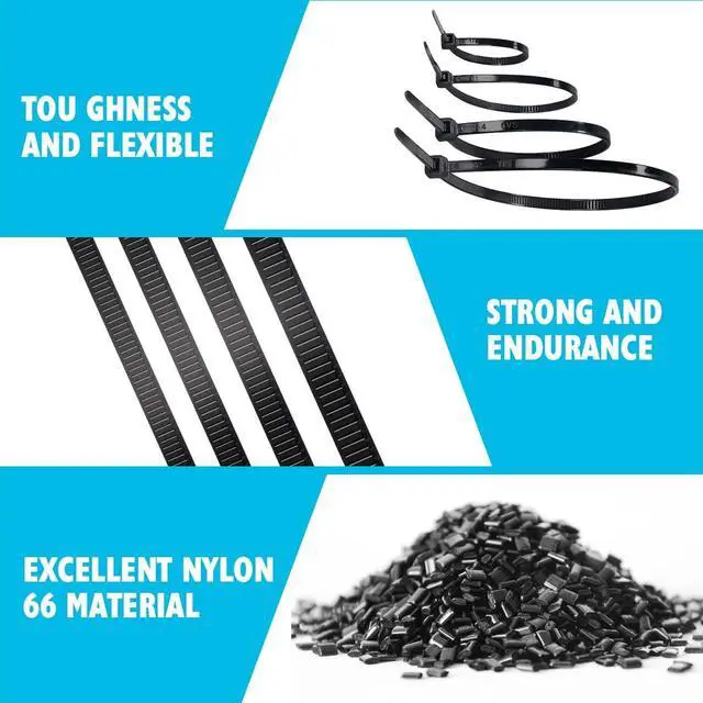 Alt view image 2 of 4 - 8 Inch Zip Ties Black 2000 Pack, 40 lb Tensile Strength Nylon Cable Ties, UV Resistant Self-Locking Wire Ties for Cable Management, Indoor Outdoor, Garage, Home & Industrial Use