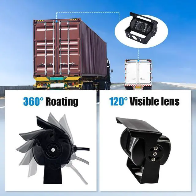 Alt view image 5 of 6 - Truck Backup Camera Heavy Duty 18 LED IR Night Vision Waterproof Vehicle Rear View Camera 12 V 24V Backup Camera Without Guide Line (Rear Camera + 32.8 ft Cable)