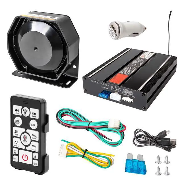Alt view image 6 of 6 - Police Car Emergency Siren Pa System for Truck Firefighter Vehicles | 20 Tones 200W 118-130DB Wireless Remote with Handheld Microphone Speaker Ambulance