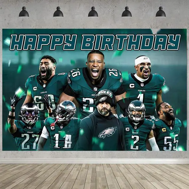 Alt view image 3 of 7 - American Football Birthday Party Decoration,Photo Background 5 x 3 FT, 18 Pcs Balloons,Philadelphia Merch Party Backdrop Supplies