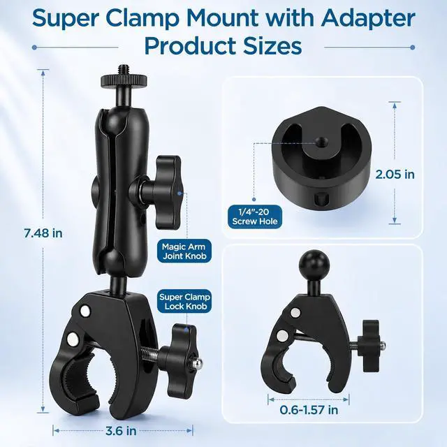 Alt view image 2 of 7 - Starlink Mini Clamp Mount Kit with Adapter, Adjustable Pole and Rail Mount for Starlink Mini, Compatible with 2024/2025/2026 for RV, Camper, Boat, Balcony