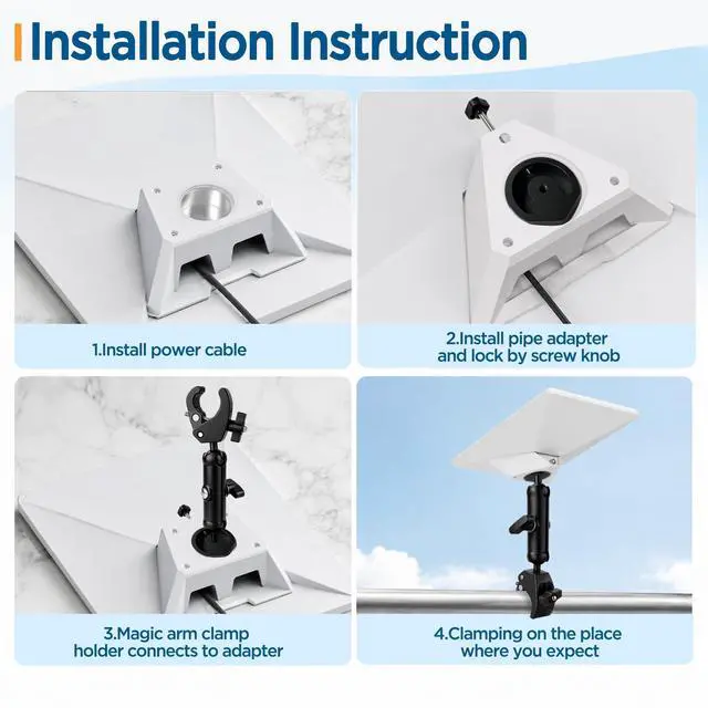 Alt view image 4 of 7 - Starlink Mini Clamp Mount Kit with Adapter, Adjustable Pole and Rail Mount for Starlink Mini, Compatible with 2024/2025/2026 for RV, Camper, Boat, Balcony