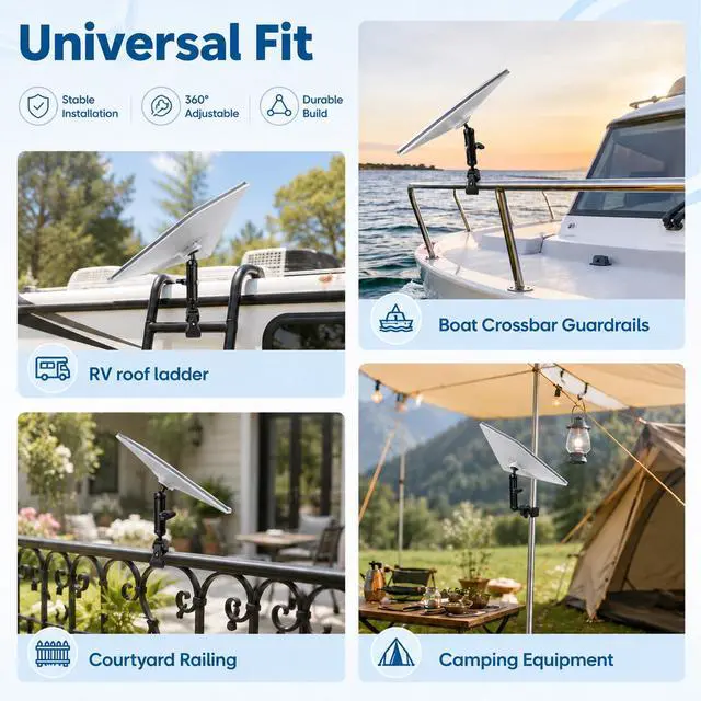 Alt view image 5 of 7 - Starlink Mini Clamp Mount Kit with Adapter, Adjustable Pole and Rail Mount for Starlink Mini, Compatible with 2024/2025/2026 for RV, Camper, Boat, Balcony