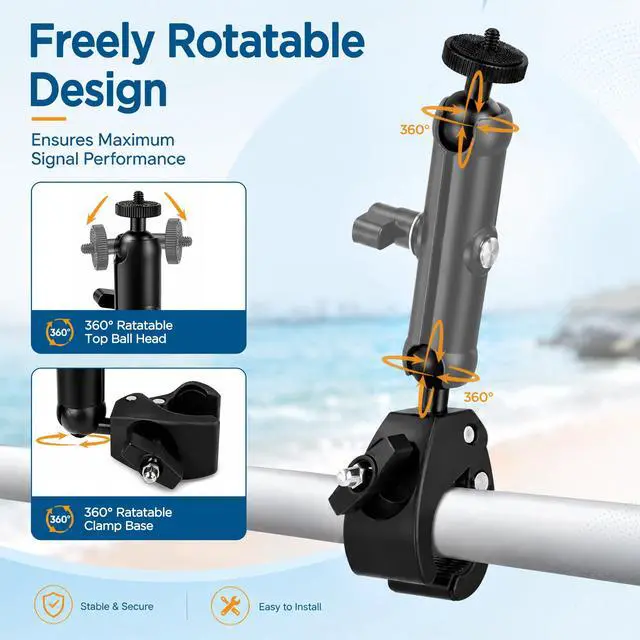 Alt view image 7 of 7 - Starlink Mini Clamp Mount Kit with Adapter, Adjustable Pole and Rail Mount for Starlink Mini, Compatible with 2024/2025/2026 for RV, Camper, Boat, Balcony