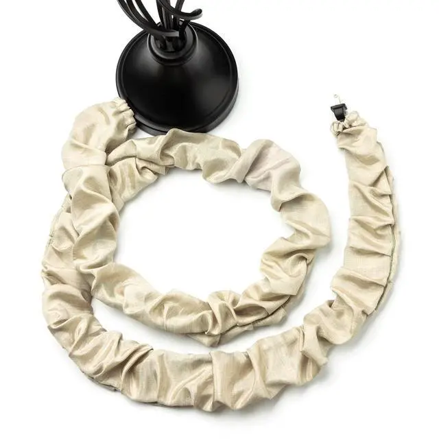 Alt view image 4 of 6 - 2 Pcs Fabric Cord Cover & Chandelier Chain Cover Each 6 Feet Long Easy to Install Ideal for Chandeliers Lighting Wire Cable Management and Hiding (Grey)