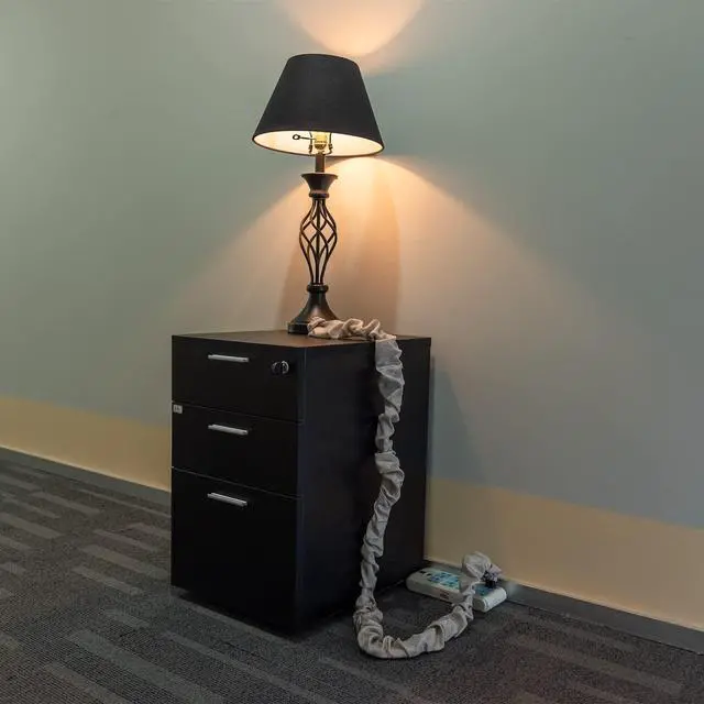 Alt view image 5 of 6 - 2 Pcs Fabric Cord Cover & Chandelier Chain Cover Each 6 Feet Long Easy to Install Ideal for Chandeliers Lighting Wire Cable Management and Hiding (Grey)