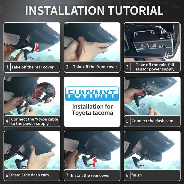 Alt view image 6 of 6 - OEM Style Front 4K & Rear 1080P Dash Cam for Toyota Tacoma 2024-2026,Hidden Design,WiFi & App Control,128GB Card