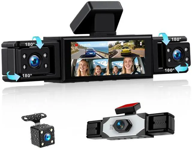 Main image of Dash Cam 4 Channel 360° View 1080P Front Rear Left Right Inside Dash Camera for Cars with Reverse Assistance Loop Recording Exposure Compensation