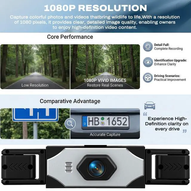 Alt view image 3 of 7 - Dash Cam 4 Channel 360° View 1080P Front Rear Left Right Inside Dash Camera for Cars with Reverse Assistance Loop Recording Exposure Compensation