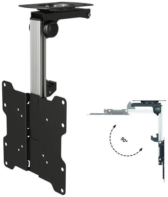 Main image of Folding TV Ceiling Mount - for 17 to 37 inch Flat Screen Display and Monitor of up to 44 Pounds, Adjustable Flip Down and Swivel Angle, VESA 75x75 mm to 200x200 mm, Black TV Mount