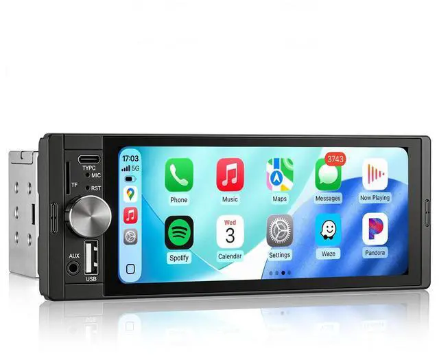 Main image of 6.36 Inch Single Din Touchscreen Car Stereo Carplay Android Auto SWC/FM/Bluetooth