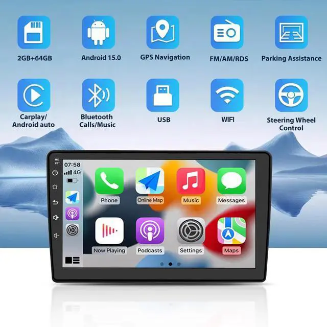 Alt view image 4 of 7 - Car Radio for Ford F150 Radio, 2009 2010 2011 2012 for F150 Android Car Stereo with 9 Inch Screen, Carplay, Touch Screen, Backup Camera, DSP, 2G RAM, 64G ROM Manual AC (Low-end Model)