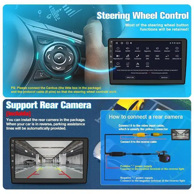 Alt view image 7 of 7 - Car Radio for Ford F150 Radio, 2009 2010 2011 2012 for F150 Android Car Stereo with 9 Inch Screen, Carplay, Touch Screen, Backup Camera, DSP, 2G RAM, 64G ROM Manual AC (Low-end Model)