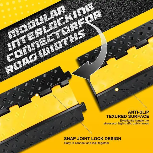 Alt view image 4 of 7 - Rubber Cable Ramp Cord Cover Cable Protector Ramps Wire Hose Protective 2 Channel 22000 LBS Load Capacity Traffic Speed Bump for Asphalt Concrete Gravel Driveway Outdoor Indoor (1 Pack)