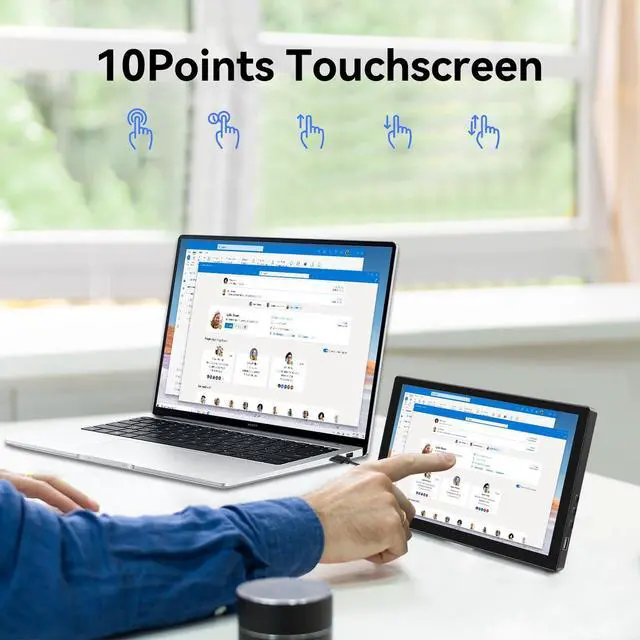 Alt view image 3 of 7 - 10.1inch Touchscreen Portable Monitor, HDR 1366x768P 60hz 400cd/m² 99% sRGB HDMI USB-C Small Monitor for Switch Xbox PS4/5 Laptop Raspberry pi