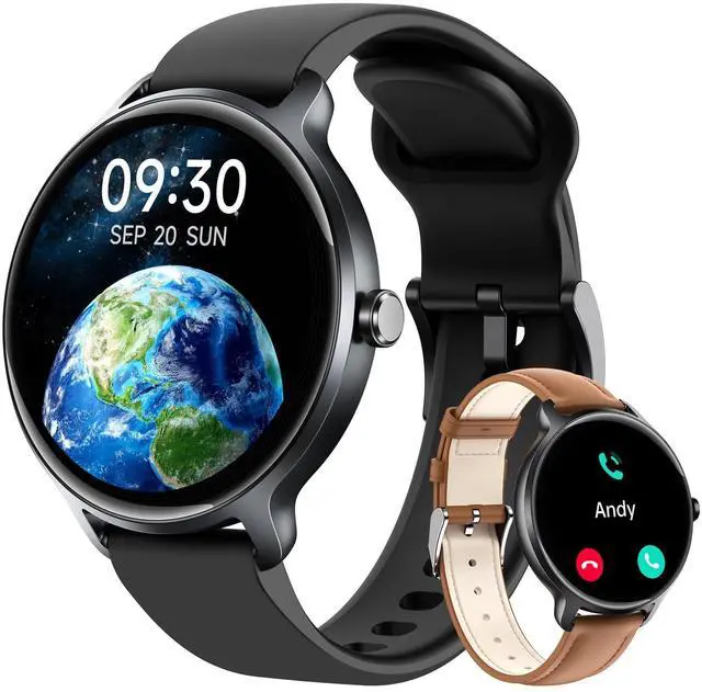 Main image of Smart Watch for Women Men, 1.27" HD AMOLED Stylish Smartwatch (Answer/Call) for iPhone/Android/Samsung, Fitness Tracker with 120+ Sport Modes, Heart Rate/Sleep/Health Monitor, IP68 Waterproof, 2 Bands