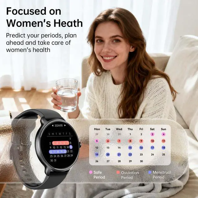 Alt view image 6 of 7 - Smart Watch for Women Men, 1.27" HD AMOLED Stylish Smartwatch (Answer/Call) for iPhone/Android/Samsung, Fitness Tracker with 120+ Sport Modes, Heart Rate/Sleep/Health Monitor, IP68 Waterproof, 2 Bands